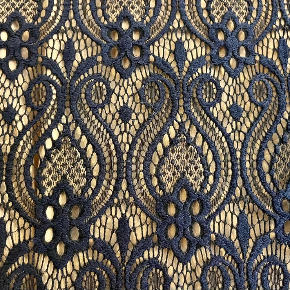 connected apparel Black Lace Mini Dress with Cream Sheath Underlayer - Picture 2 of 8